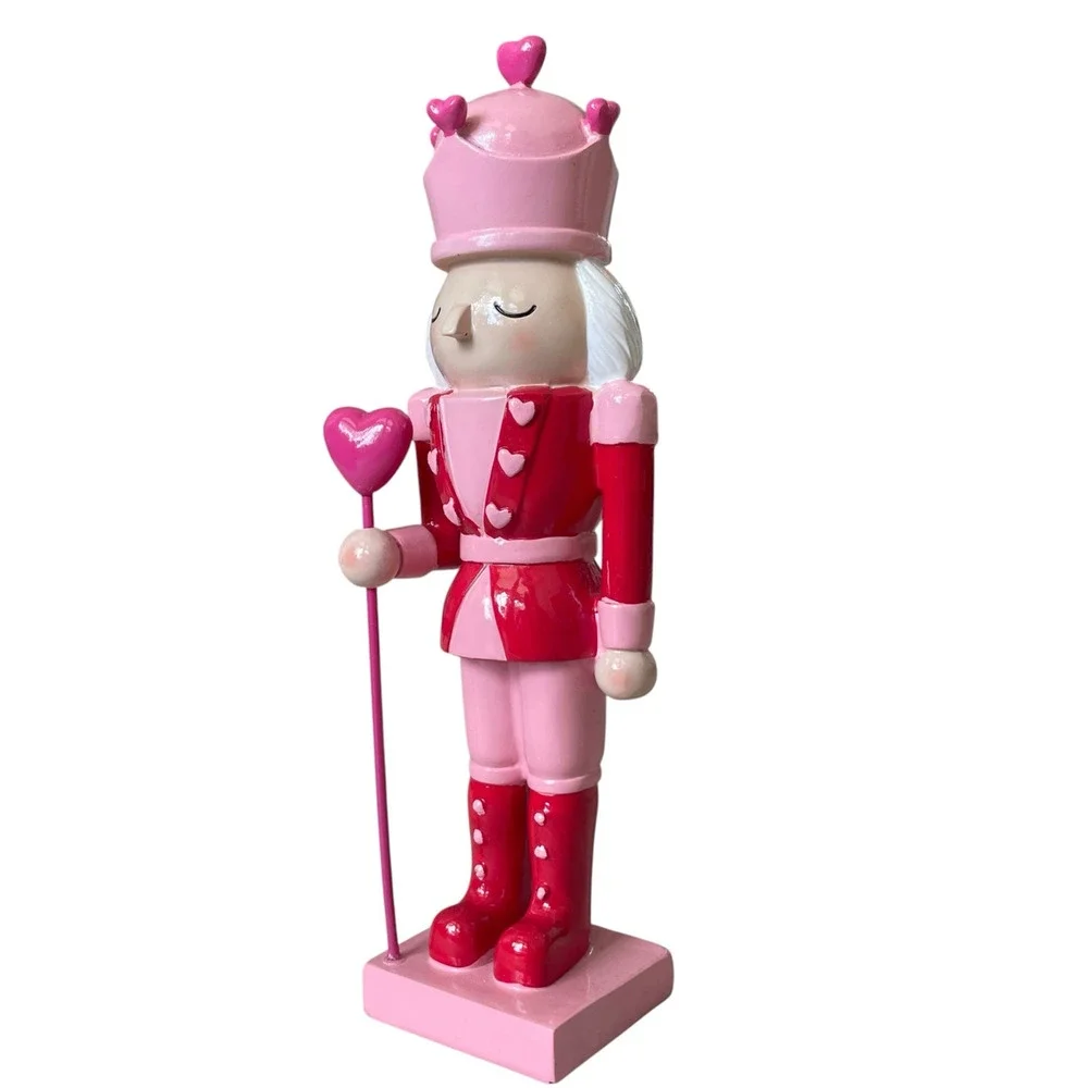 Cupcakes & Cashmere Wooden Heart Nutcracker 12.5in Pink & Red Valentines Decor